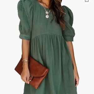 Women’s V-Neck Ruffle Loose Dress with Pockets